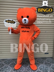 Mascot Gấu Brown Màu Cam