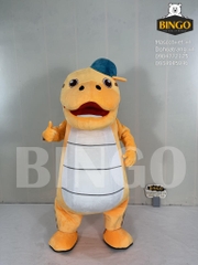 Mascot khủng long vàng đội nón