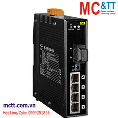 Switch công nghiệp 4 cổng PoE Ethernet + 1 cổng Quang (Dual Fiber, Single Mode, SC, 60KM) ICP DAS NS-205PFCS-60-24V CR