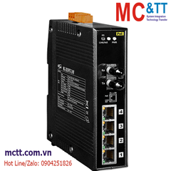 Switch công nghiệp 4 cổng PoE Ethernet + 1 cổng Quang (Dual Fiber, Multi Mode, ST, 2KM) ICP DAS NS-205PFT-24V CR
