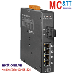 Switch công nghiệp 4 cổng PoE Ethernet + 1 cổng Quang (Dual Fiber, Single Mode, SC, 30KM) ICP DAS NSM-205PFCS-24V CR