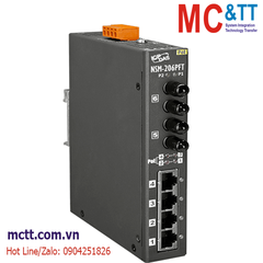 Switch công nghiệp 4 cổng PoE Ethernet + 2 cổng Quang (Dual Fiber, Multi Mode, ST, 2KM) ICP DAS NSM-206PFT CR
