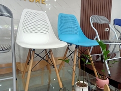 Ghế cafe nhựa | ghế chân gỗ | ghé nhựa chân gỗ