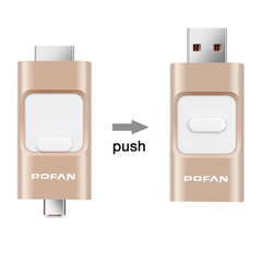 USB Tăng Bộ Nhớ IPHONE, ANDROID - POFAN P8 Bộ Nhớ 128G - 3 Trong 1 - Chính Hãng