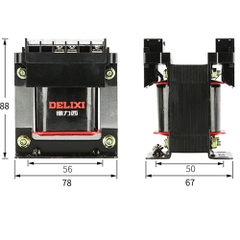 Biến áp BK-50VA Delixi Input 380V Output 220V