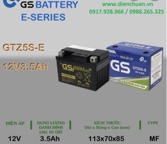 Bình Ắc quy xe máy GS GTZ5S-E (12V-3.5AH) dùng cho xe Wave, Cuxi, Exciter, Future, Lexam, Mio, Nouvo, Nozza, SNA Model, Suzuki 125, Suzuki Hayate 125, Suzuki Shorgun R125