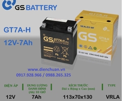 Ắc Quy Xe Máy 12V 7AH GS GT7A-H, ac quy xe máy Honda LEAD, SCR , SH, @ GS GT7A-H (12V-7Ah)