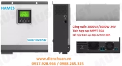 Kích điện Inverter Hybrid Hames 3000W 24V có sạc pin Solar MPPT 50A, sạc điện lưới AC 30A