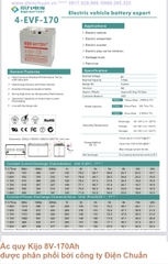 Bình ắc quy dùng cho xe điện du lịch xe golf KIJO 4-EVF-170 (8V- 170AH/3HR, 8V-187Ah/5HR, 8V-210Ah/20HR)