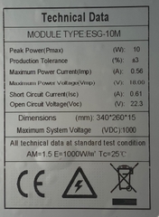 Tấm pin năng lượng mặt trời Mono 10W 18V ESG-10M