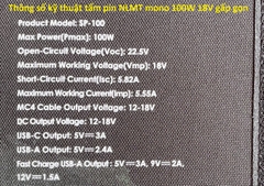 Tấm pin năng lượng mặt trời gấp gọn mono 100W 18V Halo SP-100