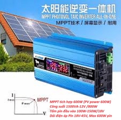 Kích điện pin năng lượng mặt trời Suoer 12V 1500VA/800W Sus-1500A- Solar inverter 12V 1500VA/800W Suoer Sus-1500A