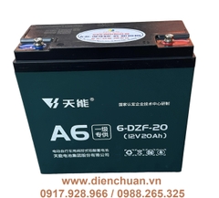 Ắc quy xe đạp điện 12V 20.2Ah Tianneng A6 6-DZF-20.2 / Ắc quy Thiên Năng A6 6-DZF-20 hàng nội địa số 1 Trung Quốc