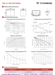 Ắc quy Tianneng TNE12-100 (12V-100AH )/ ắc quy xả sâu dùng cho xe điện, Solar 12V-100Ah TN Power TNE12-100 (12V-100ah)