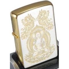 Zippo Phật bạc mạ vàng 2