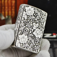 Zippo Sterling Silver bạc 925 hoa mẫu đơn 2