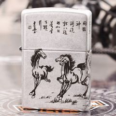 Zippo mã đáo thành công bạc giả cổ 5 mặt