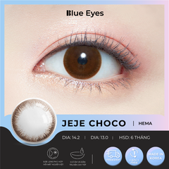 Kính áp tròng silicone thẩm thấu oxy dành cho mắt  nhạy cảm JEJE CHOCO, lens màu nâu sô cô la tự nhiên, giãn nhẹ DIA 14.2mm