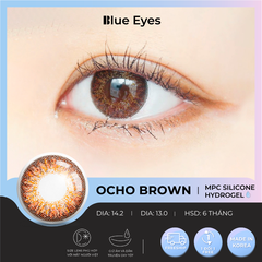 Kính áp tròng silicone thẩm thấu oxy dành cho mắt  nhạy cảm OCHO BROWN, màu nâu sẫm quý phái , giãn nhẹ  DIA 14.2mm.
