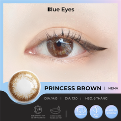 Kính áp tròng Hàn Quốc màu nâu gỗ PRINCESS  BROWN, độ cận 0~8 diop, giãn nhẹ 14.0.