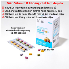 Viên uống bổ sung 13 loại Vitamin và 10 loại khoáng chất thiết yếu cho cơ thể chiết xuất từ rau củ quả giúp cơ thể cân bằng và hoạt động khoẻ mạnh mỗi ngày (625mg x 240 viên) - Atomy Vita Color Multivitamin - 애터미 바이탈컬러 멀티비타민 - Atomy Vita Color Мультивитамины Viên uống bổ sung 13 loại Vitamin và 10 loại khoáng chất thiết yếu cho cơ thể chiết xuất từ rau củ quả giúp cơ thể cân bằng và hoạt động khoẻ mạnh mỗi ngày (625mg x 240 viên) - Atomy Vita Color Multivitamin - 애터미 바이탈컬러 멀티비타민 - Atomy Vita Color Мультивитамины