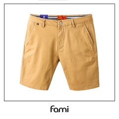 Quần short kaki chinos Fami màu vàng bò, có bigsize