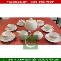 Bộ ấm trà Minh Long 1.1L camellia trắng nhỏ