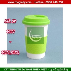 Ly sứ có nắp giá rẻ 01 màu Xanh lá