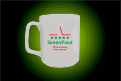 Ly sứ trắng Nam Thiên Việt in logo GreenFeed LS-001