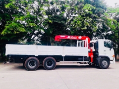 Xe Tải Hino Thùng Lửng Gắn Cẩu Unic 344K 15 Tấn