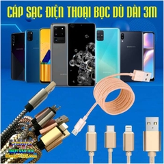 CÁP SẠC ĐIỆN THOẠI BỌC DÙ 3M CHỐNG NƯỚC- CHỐNG ĐỨT GÃY