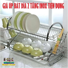 GIÁ ÚP BÁT ĐĨA 2 TẦNG INOX TIỆN DỤNG