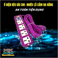 Ổ ĐIỆN KÉO DÀI 5M - NHIỀU LỖ CẮM ĐA NĂNG AN TOÀN TIỆN DỤNG