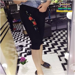 QUẦN LEGGING THÊU HOA HỒNG TOPSHOP DẠNG LỬNG