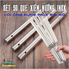 SET 10 HOẶC 50 QUE XIÊN NƯỚNG 30CM INOX DẸT SỊN SÒ