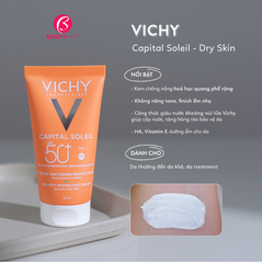 Kem Chống Nắng Vichy Capital Ideal Soleil Velvety Cream SPF50+ Cho Da Thường, Da Khô