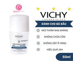 Lăn Khử Mùi, Kiềm Mồ Hôi Nách Vichy Trắng Cho Bà Bầu 50ML