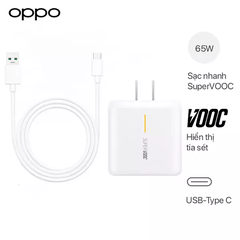 Bộ Sạc Cáp OPPO SuperVOOC 50W Cho OPPO Reno11 5G - Cáp SuperVOOC Type-C (Chân Vàng)