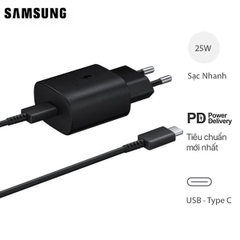 Bộ Sạc Nhanh Samsung 25W Chuẩn PD Cáp C-to-C 1M Bản Cho Galaxy S10 5G - Chính Hãng - Đen