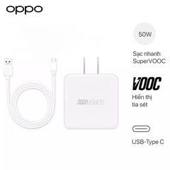 Bộ Sạc Super VOOC 50W Oppo Cáp Type C - Chính Hãng