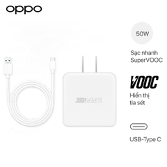 Bộ Sạc Cáp SuperVOOC Oppo Find X 50W - Cáp SuperVOOC Type-C (Chân Vàng)