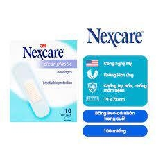 Hộp Băng cá nhân Nexcare trong suốt gói 10 miếng/gói, 10 gói/ hộp