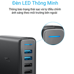 Sạc Anker 5 Cổng PowerPort Speed 5, 63w 2 Cổng QC 3.0 - A2054