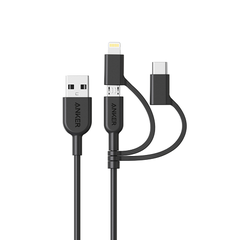 Cáp 3 in 1 Anker Powerline II 0.9M - A8436 tốc độ và an toàn (Lightning - Type C - Micro USB)