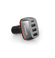 Sạc ô tô Anker 4 cổng, 54w, 1 cổng USB-C, 1 cổng QC 3.0 và 2 cổng PowerIQ - [PowerDrive+ 4, 54w, QC 3.0 & USB-C] - A2240