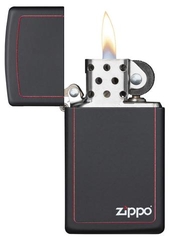 Zippo Black Matte with Zippo Logo and Border Slim 3