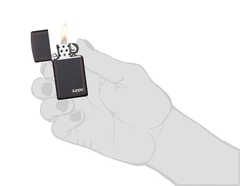 Zippo Black Matte with Zippo Logo and Border Slim 4