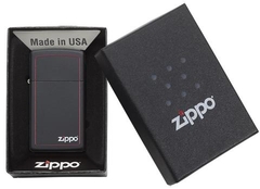Zippo Black Matte with Zippo Logo and Border Slim 5