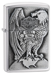 Zippo Made in the USA Eagle and Globe Emblem Brushed Chrome