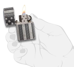 Zippo Armor US Flag Antique Silver Plate 3